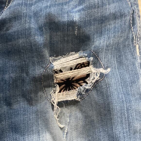 Miss Me Girls Ankle Skinny Denim Blue Jeans Distressed Butterfly Patches Sz 14 - Picture 10 of 13